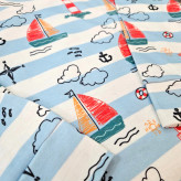 ست خواب پسرانه طرح دریا و قایق، لباس راحتی نخی بچگانه، مناسب 1 تا 8 سال