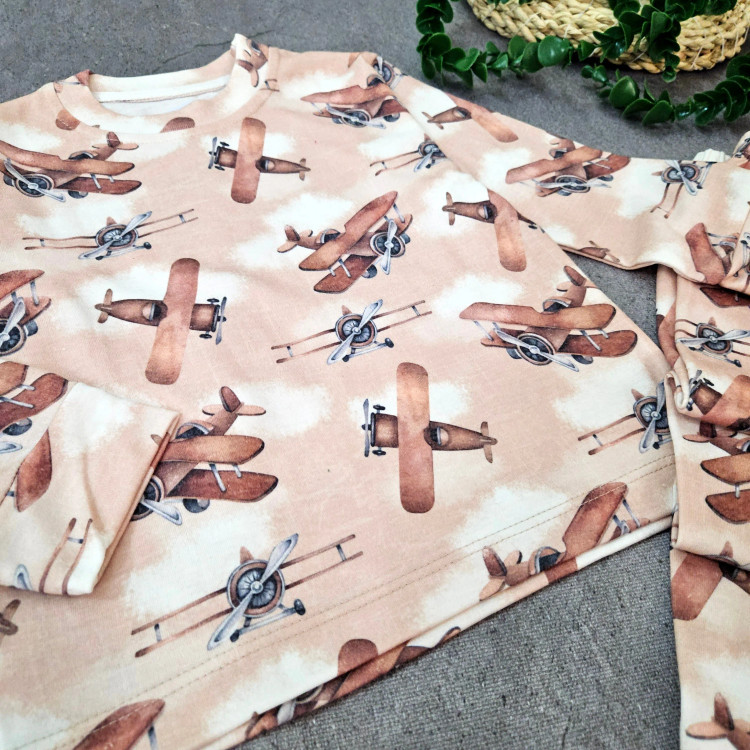 ست لباس راحتی پسرانه طرح هواپیما | لباس خانگی کودک | پنبه با کیفیت