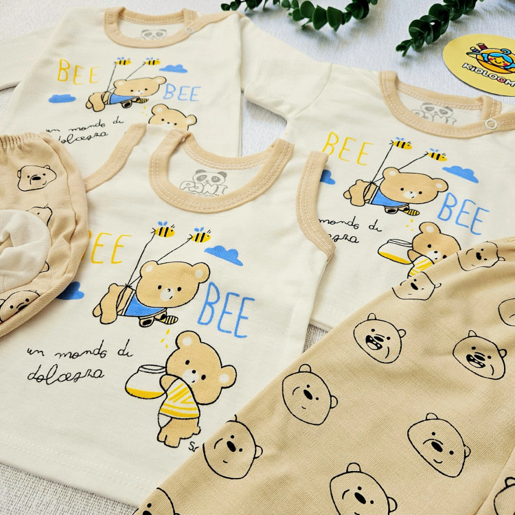 ست لباس نوزادی پسرانه و دخترانه طرح خرس و زنبور | لباس راحتی پنبه ای | مناسب 0 تا 9 ماه