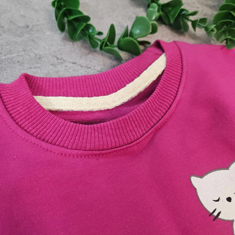 ست بلوز و شلوار بچگانه طرح گربه و خانه، پنبه دورس لاکرا، مناسب 1 تا 5 سال