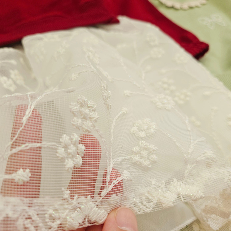 پیراهن دخترانه مجلسی یقه گرد دانتل دار پاپیون دار مناسب 2 تا 9 سال