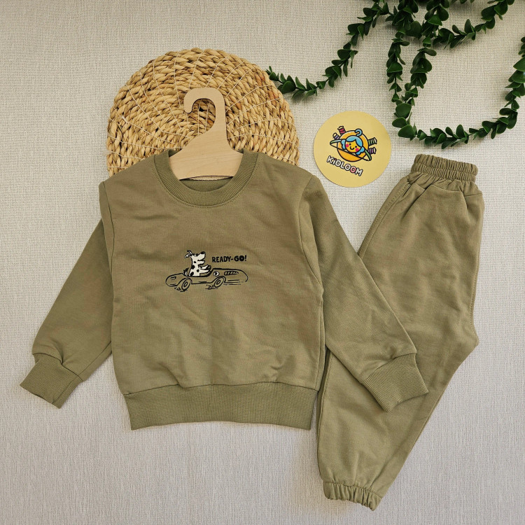 ست بلوز شلوار پسرانه طرح سگ ماشین سوار | لباس راحتی بچگانه | 1 تا 7 سال