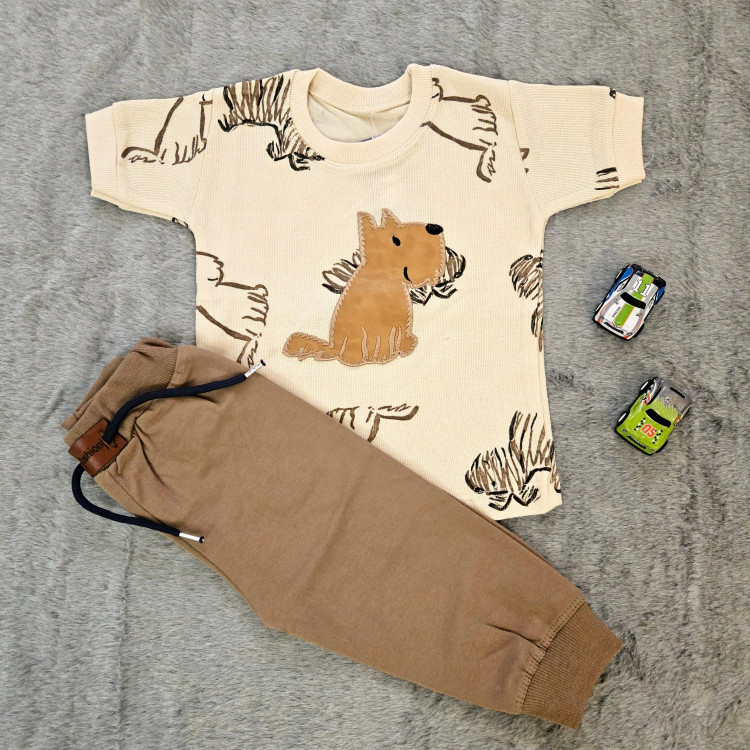 ست تیشرت و شلوارک نخی بچگانه، راحت و نرم، بدون آبرفت و رنگدهی، مناسب 1 تا 7 سال