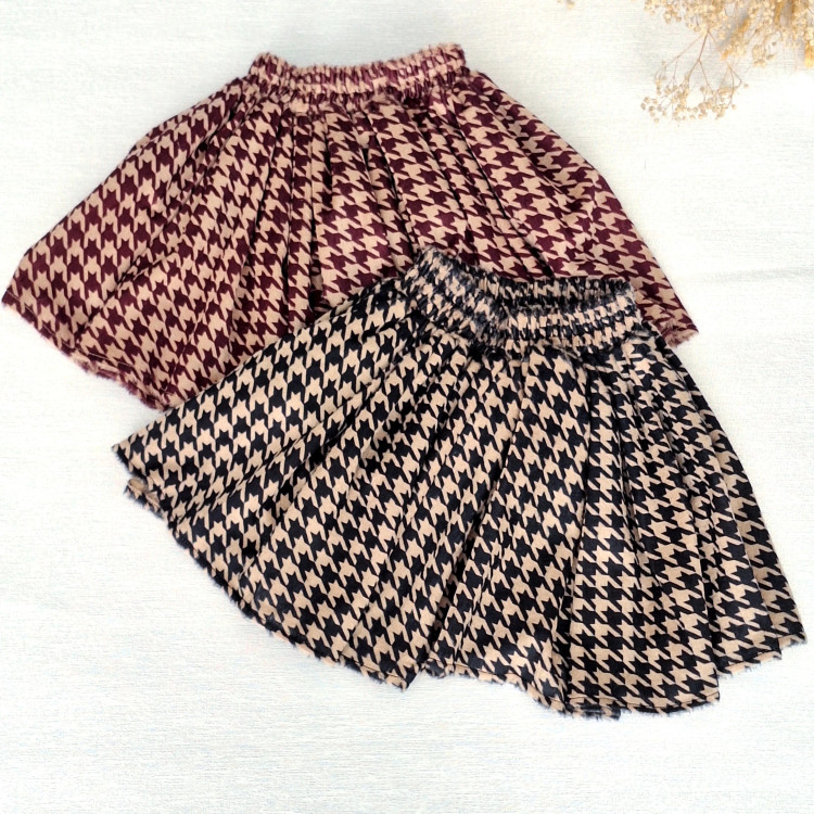 ست دوتیکه دخترانه بلوز و دامن مخمل آنجل و فانریپ پنبه 2 تا 13 سال