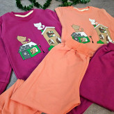 ست بلوز و شلوار بچگانه طرح گربه و خانه، پنبه دورس لاکرا، مناسب 1 تا 5 سال