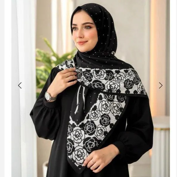 روسری سوپر نخ طرح رز قواره 110