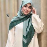 روسری نخی کاستوم سیتو طرح کاملیا سایز 140 کرم قهوهای سبز