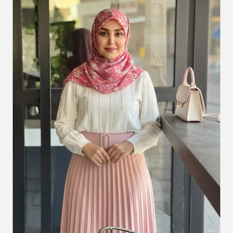 روسری نسترن سایز 140 طرحدار جنس نخ کاستوم سیتو چرخدوز