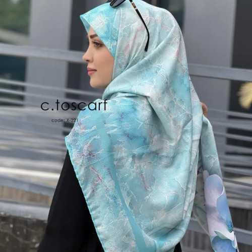 روسری طرح مریم سیتو قواره بزرگ 140 سانتیمتر نخ کاستوم چرخ دوز