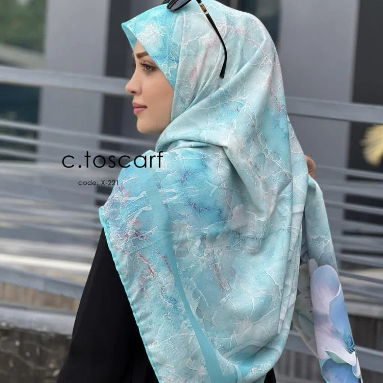 روسری طرح مریم سیتو قواره بزرگ 140 سانتیمتر نخ کاستوم چرخ دوز