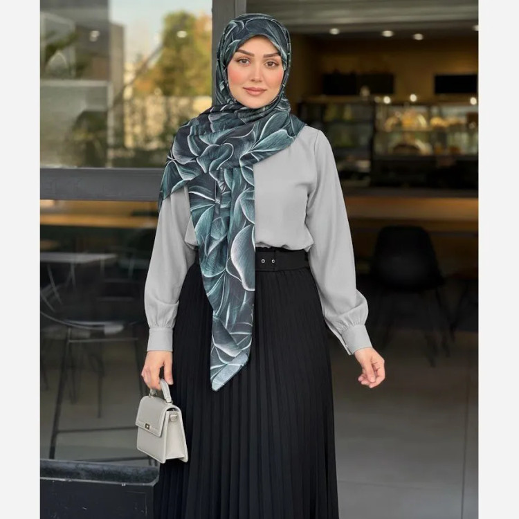 روسری زنانه طرح الا سبز سایز 140 جنس نخ کاستوم سی تو چرخ دوز