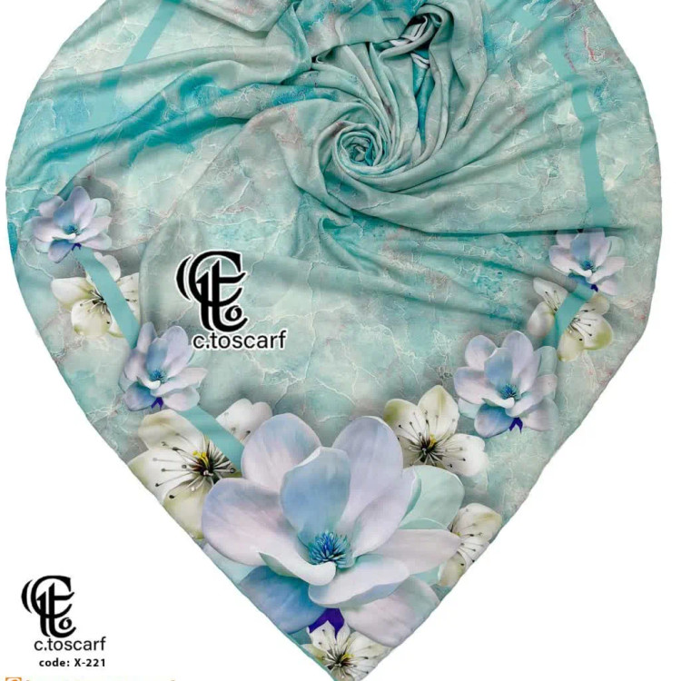 روسری طرح مریم سیتو قواره بزرگ 140 سانتیمتر نخ کاستوم چرخ دوز