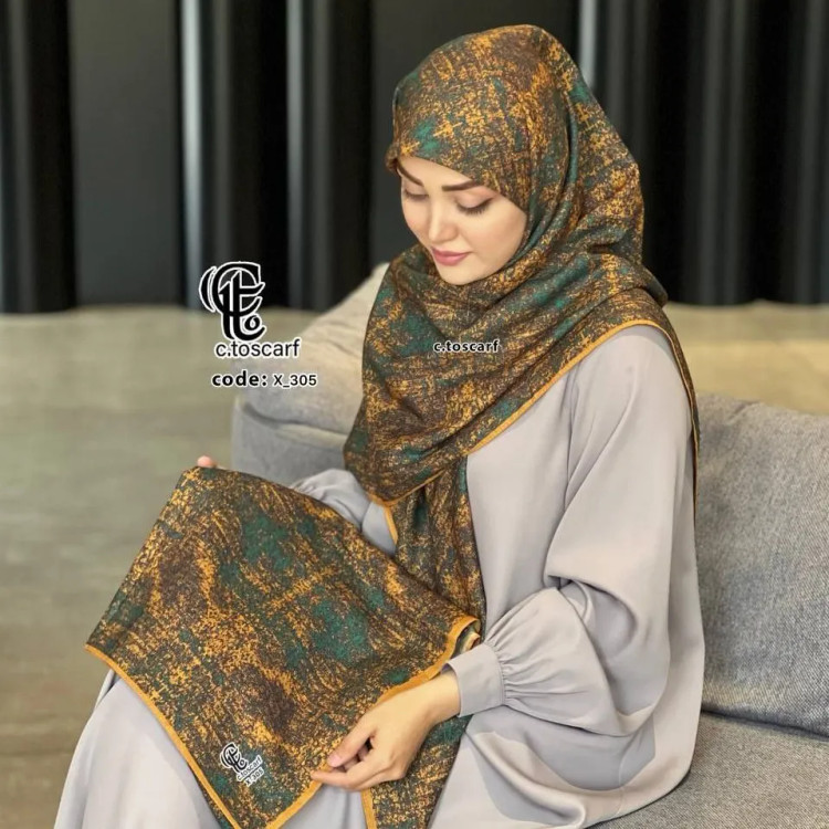 روسری طرح ساناز ساده و شیک، جنس نخ کاستوم سیتو، قواره بزرگ 140 سانتیمتر
