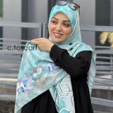 روسری طرح مریم سیتو قواره بزرگ 140 سانتیمتر نخ کاستوم چرخ دوز