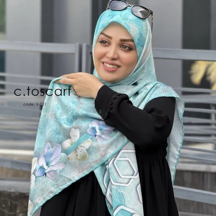 روسری طرح مریم سیتو قواره بزرگ 140 سانتیمتر نخ کاستوم چرخ دوز