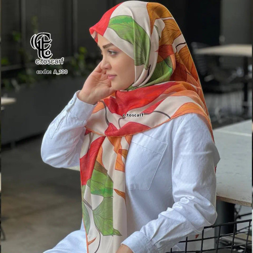 روسری نخی طرح رونیا قواره 140 دور چرخ دوز مزونی بدون لیزی