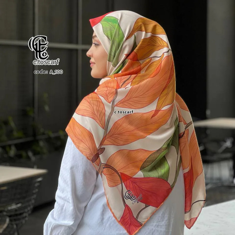 روسری نخی طرح رونیا قواره 140 دور چرخ دوز مزونی بدون لیزی