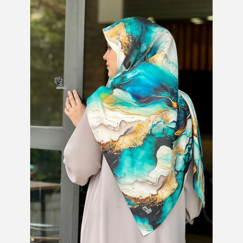 روسری طرح لارا سایز 140 جنس نخ کاستوم سیتو سبزآبی