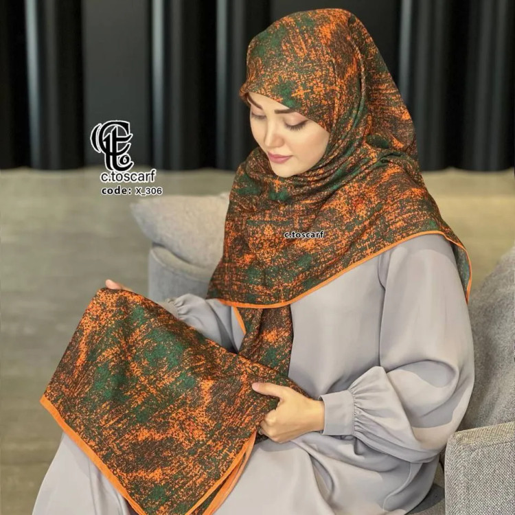 روسری طرح ساناز ساده و شیک، جنس نخ کاستوم سیتو، قواره بزرگ 140 سانتیمتر