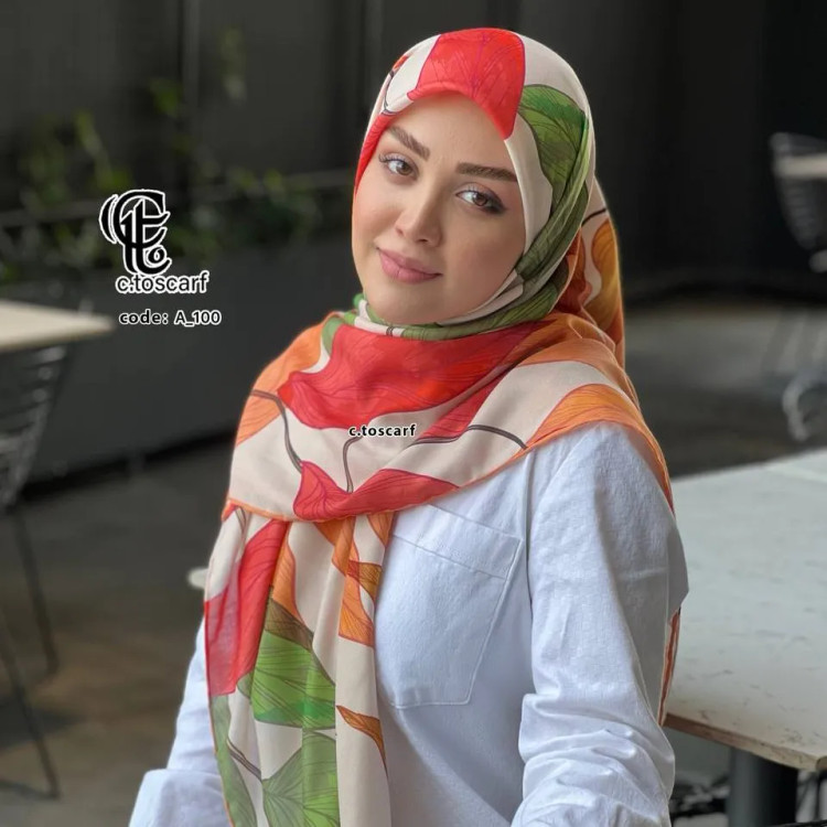 روسری نخی طرح رونیا قواره 140 دور چرخ دوز مزونی بدون لیزی