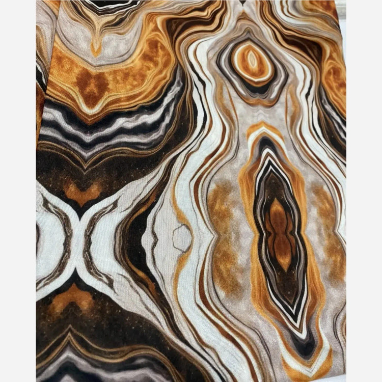 روسری مجلسی طرح عسل نخ کاستوم قواره 140 دور چرخ دوز کرم قهوه ای