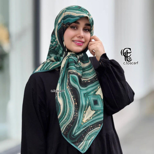 روسری طرح رزین قواره متوسط سایز 110 سانتیمتر جنس نخ کاستوم سیتو