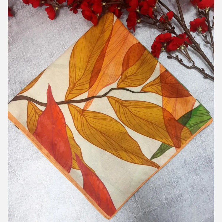 روسری نخی طرح رونیا قواره 140 دور چرخ دوز مزونی بدون لیزی