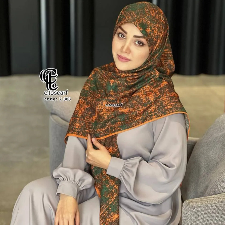 روسری طرح ساناز ساده و شیک، جنس نخ کاستوم سیتو، قواره بزرگ 140 سانتیمتر