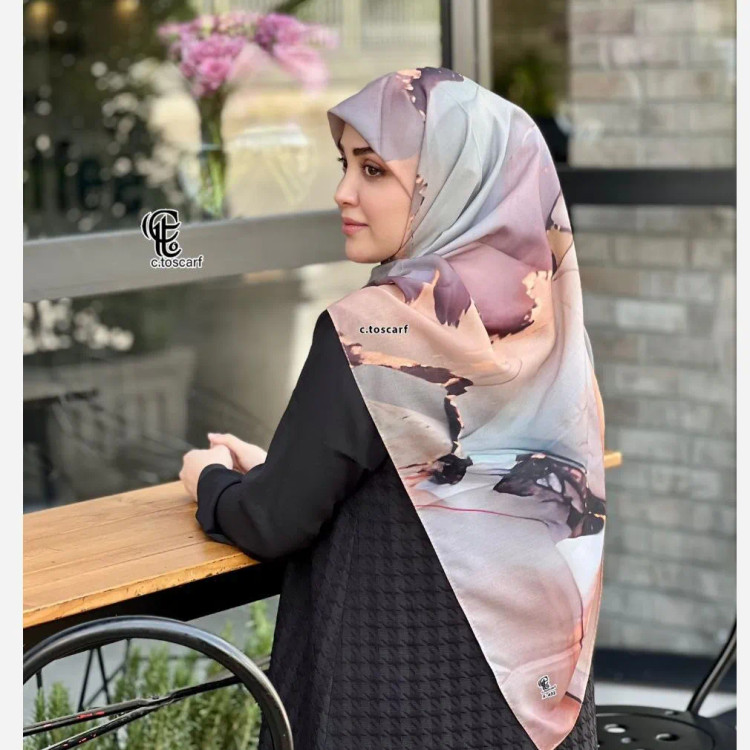 روسری طرح هما سایز 140 جنس نخ کاستوم سیتو چرخ دوز