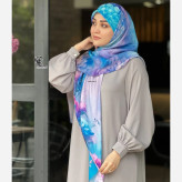 روسری طرح درنا صورتی سایز 140 جنس نخ کاستوم چرخ دوز