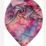 روسری طرح درنا صورتی سایز 140 جنس نخ کاستوم چرخ دوز