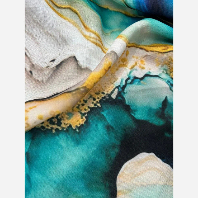 روسری طرح لارا سایز 140 جنس نخ کاستوم سیتو سبزآبی