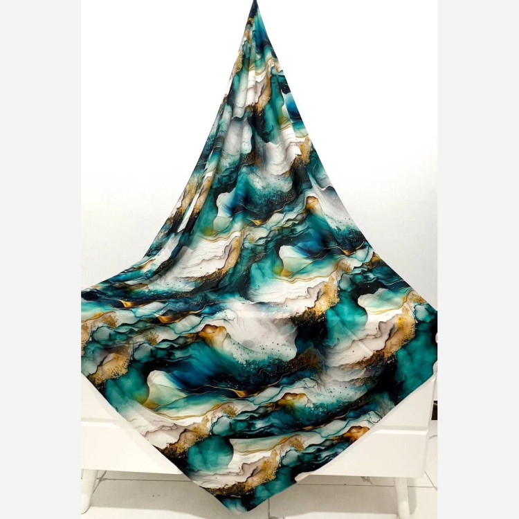 روسری طرح لارا سایز 140 جنس نخ کاستوم سیتو سبزآبی