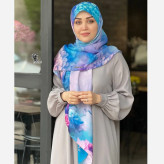 روسری طرح درنا صورتی سایز 140 جنس نخ کاستوم چرخ دوز