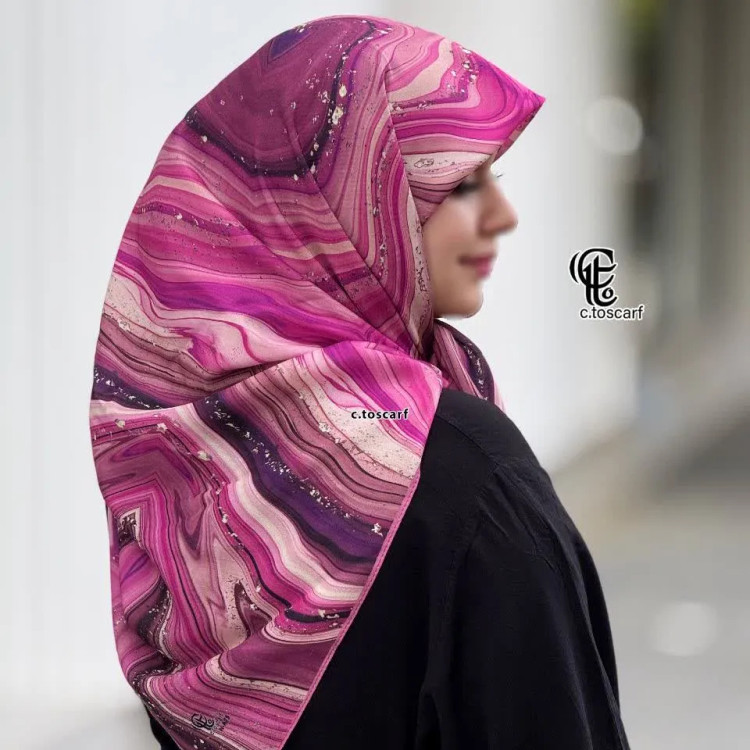 روسری طرح رزین قواره متوسط سایز 110 سانتیمتر جنس نخ کاستوم سیتو