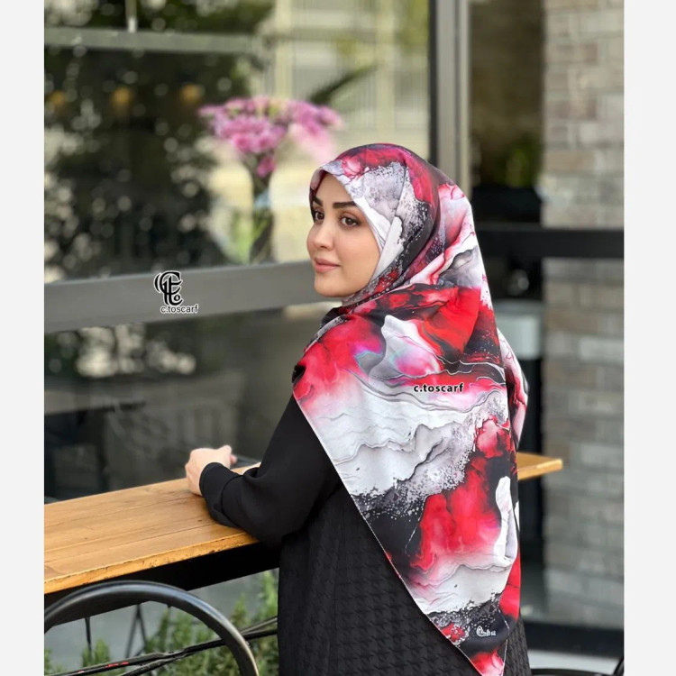 روسری طرح لارا سایز 140 جنس نخ کاستوم سیتو سبزآبی