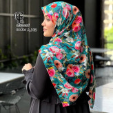 روسری طرح فلور نخی کاستوم سیتو قواره بزرگ 140 سانتیمتر چرخ دوز