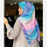 روسری طرح درنا صورتی سایز 140 جنس نخ کاستوم چرخ دوز