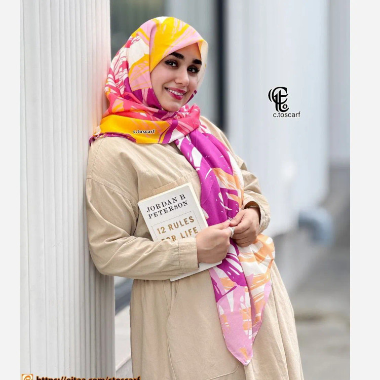 روسری طرح روشا نخ کاستوم سیتو سایز بزرگ چرخ دوز