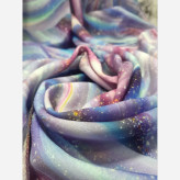 روسری طرح کهکشانی هاله بنفش آبی سایز 140 جنس نخ کاستوم