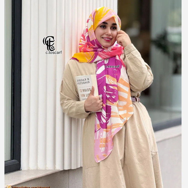 روسری طرح روشا نخ کاستوم سیتو سایز بزرگ چرخ دوز