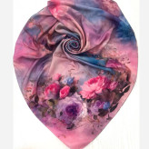 روسری طرح درنا صورتی سایز 140 جنس نخ کاستوم چرخ دوز