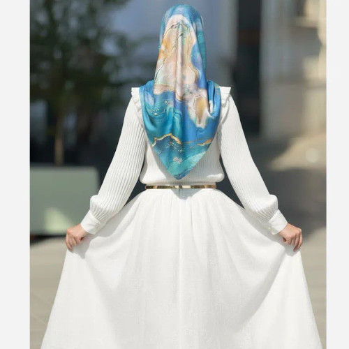 روسری طرح اطلس سیتو الهام گرفته از اقیانوس، قواره متوسط، دور دوخت