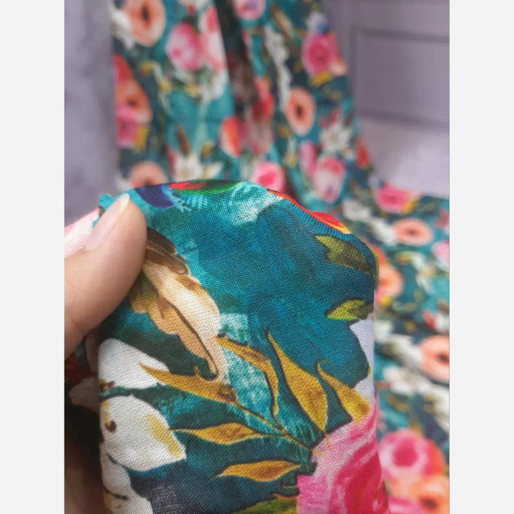 روسری طرح فلور نخی کاستوم سیتو قواره بزرگ 140 سانتیمتر چرخ دوز