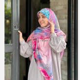 روسری طرح درنا صورتی سایز 140 جنس نخ کاستوم چرخ دوز