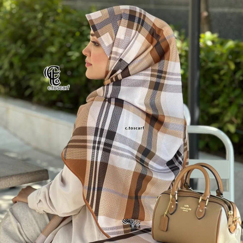 شال نخی چهارخونه طرح مونا قواره بزرگ 140 سانتیمتر چرخدوز لیز نیست