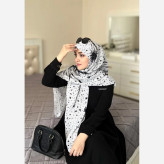 روسری زنانه ماهلین مشکی با طرح ماه و ستاره سفید | روسری شیک