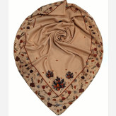 روسری زنانه طرح پانیذ حاشیه ظریف نسکافه ای جنس نخ کاستوم سیتو متوسط