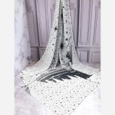 روسری زنانه ماهلین مشکی با طرح ماه و ستاره سفید | روسری شیک