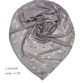 روسری طرح قاصدک زمینه طوسی قواره بزرگ 140 سانتیمتر جنس نخ کاستوم سیتو